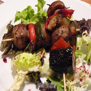 Marinated vegetables and mushroom brochettes at Sarasate in Pamplona