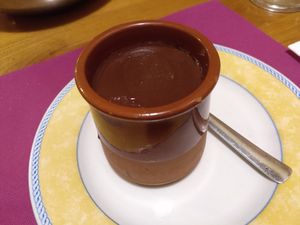 Menu of the day / Dessert / Chocolate custard at Sarasate in Pamplona