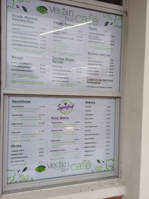 Broad menu options at Vegan Fine Foods in Fort Lauderdale