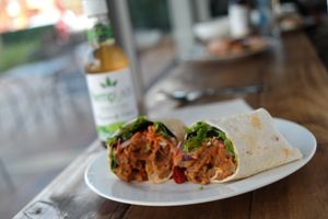 A delicious vegan wrap! at Vegan Fine Foods in Fort Lauderdale