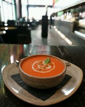 Carrot and ginger soup at Kicking Horse Cafe in Invermere