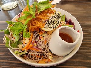 Soba noodle salad (made vegan) at Cafe Fresq in Port Douglas