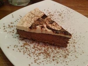 chocolate peanut butter cheesecake at Flore in Los Angeles