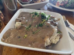 Huge potatoes and gravy! at Flore in Los Angeles