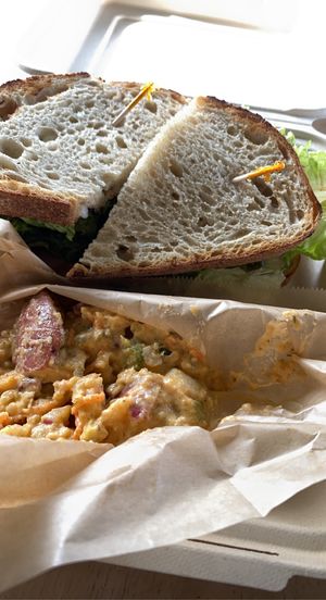 Club with potato salad. 10/10  at Flore in Los Angeles