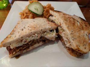 pastrami on rye at Flore in Los Angeles