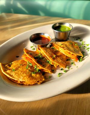 Kimchi quesadillas at Flore in Los Angeles