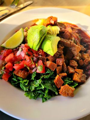 Burrito bowl at Flore in Los Angeles