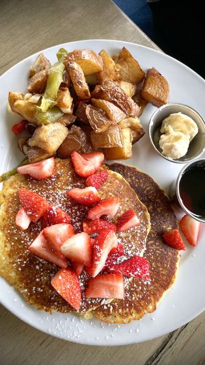 Griddle cakes & country potatoes  at Flore in Los Angeles
