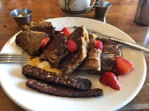 Cranberry walnut French toast at Flore in Los Angeles