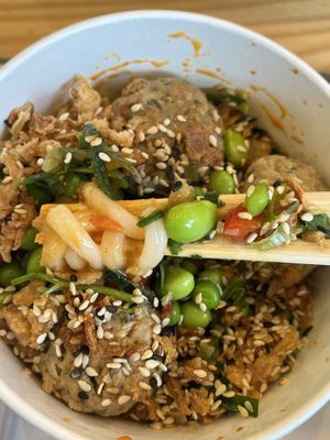 Spicy Korean noodle - I added the sesame   at Itsu in Reading