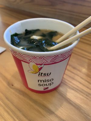 Tofu miso soup   at Itsu in Cambridge