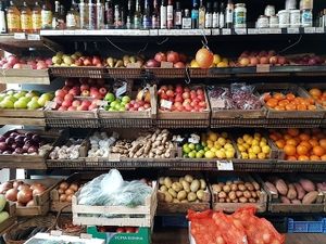 fresh fruits and veggies at Grains & Green in East London