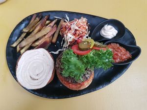 The Nourish Burger. Delicious!!  at Nourish Cafe in Bangkok