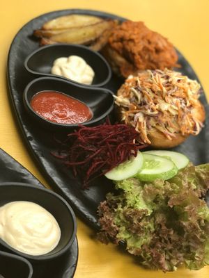 Jackfruit burger at Nourish Cafe in Bangkok