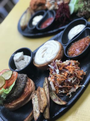 Black bean burger at Nourish Cafe in Bangkok