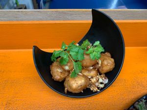 Pepper and garlic fried tofu at Nourish Cafe in Bangkok