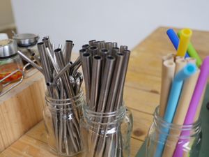 Reusable straws at Nourish Cafe in Bangkok
