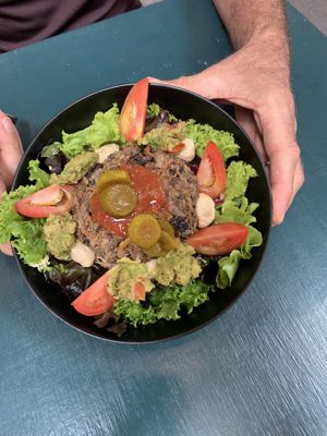 Naked burger bowl  at Nourish Cafe in Bangkok