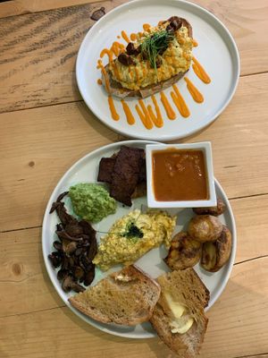 Cooked breakfast and Spanish scramble  at Vutie Beets in Letchworth