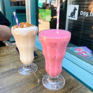 Biscoff shake and strawberries and cream shake    at Vutie Beets in Letchworth