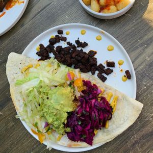 Chick’n quesadilla   at Vutie Beets in Letchworth