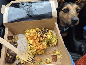 Take away tofu scramble at Vutie Beets in Letchworth