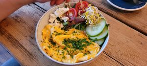 Scrambled egg bowl with feta at YellowBird Coffee in Bremen