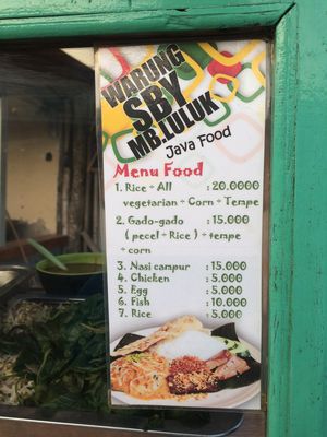 Menu at Warung SBY Java Food in 