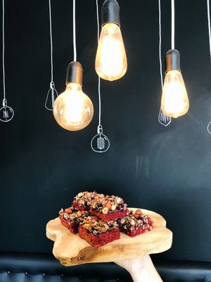 Omega Boost Beetroot & Blackcurrant Energy Bars? Beetroot, Almonds, Hazelnuts, Blueberries, Linseeds, Pumpkin seeds, Sunflower seeds and Almond milk? ?Welcome to the Healthy Life ? #feelsthegfeels @gfeelscafe at Gfeels Cafe in Tenerife