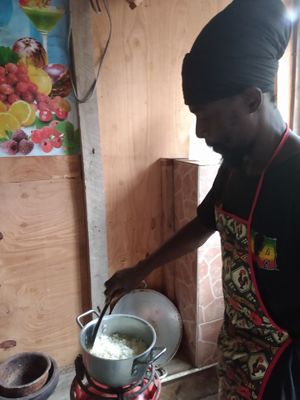 Food being prepared! Bless up 
One love at Mlima Sayuni Art and Vegetarian Rastaurant in Dar Es Salaam