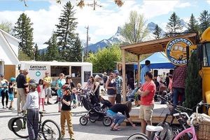 Busy day at the Canmore Courtyard. at GreenHut - Food Truck in Squamish