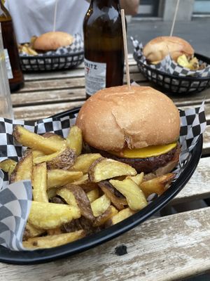 Vegan cheese burger  at Kino in Barcelona