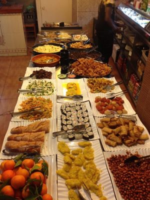 spanish/asian buffet with huge variety at The Nature Restaurant in Valencia
