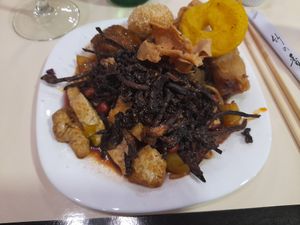 My choices for a 2nd plate with tofu, vegetables, noodles, dumplings etc at The Nature Restaurant in Valencia