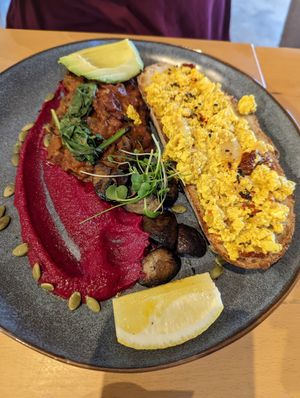Yard breakfast made vegan with tofu at Amongst Few in Dubai