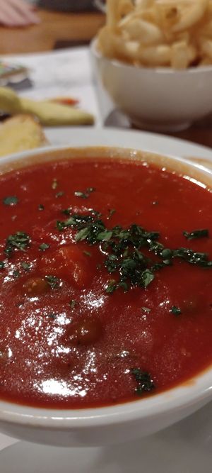 Tomato, chile and caper soup. at Speights Ale House in Invercargill