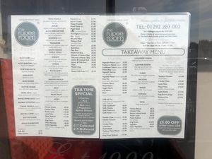 Menu Aug 2021 at The Rupee Room in Ayr