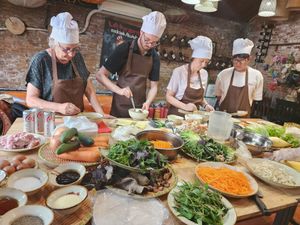 Excellent cookingclass with 3 dishes; Hanoi chicken Noodles soup, spring rolls, banana blossom. I extremely happy to recommend! at Green Farm in Hanoi