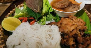 Great bun Cha at Green Farm Restaurant & Coooking class.  at Green Farm in Hanoi