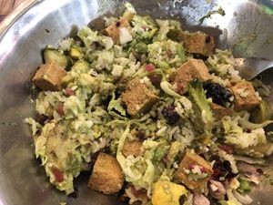 The Sunshine rice bowl with tofu after the ingredients were mixed ... at Alma Mexicana in Winston-salem
