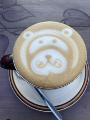 Cappuccino with macadamia milk   at Nina's Real Food in Jeffreys Bay