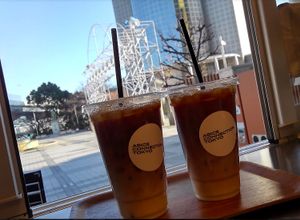 ice latte with soy milk at Asics Connection in Tokyo