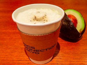 avocado soy soup at Asics Connection in Tokyo