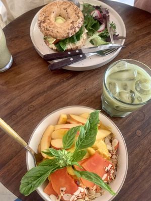 Veggie sandwich; matcha; Wreck smoothie bowl  at The Anchor in Sayulita