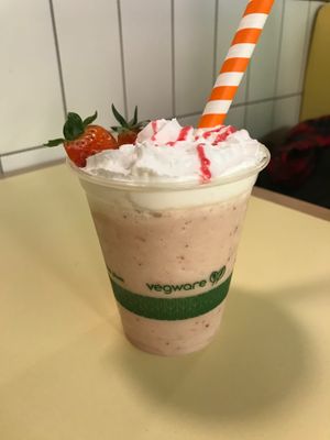 strawberry milkshake at Rudy's Dirty Vegan Diner in North West London