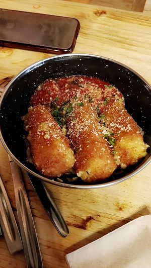 Vegan Mozzarella sticks at Rudy's Dirty Vegan Diner in North West London