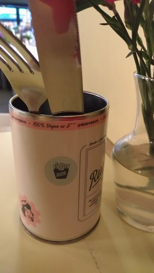 Fun signage at Rudy's Dirty Vegan Diner in North West London