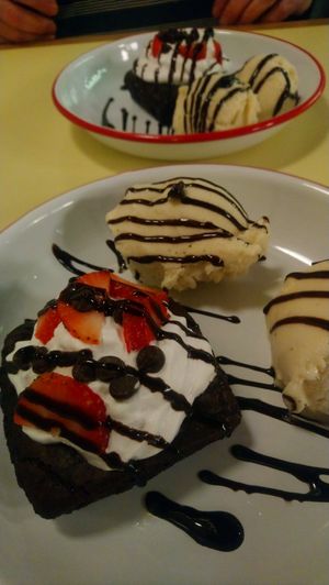 Warm brownie at Rudy's Dirty Vegan Diner in North West London