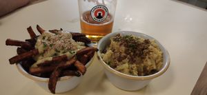 Cheezy Fries & Mac&Cheese at Rudy's Dirty Vegan Diner in North West London